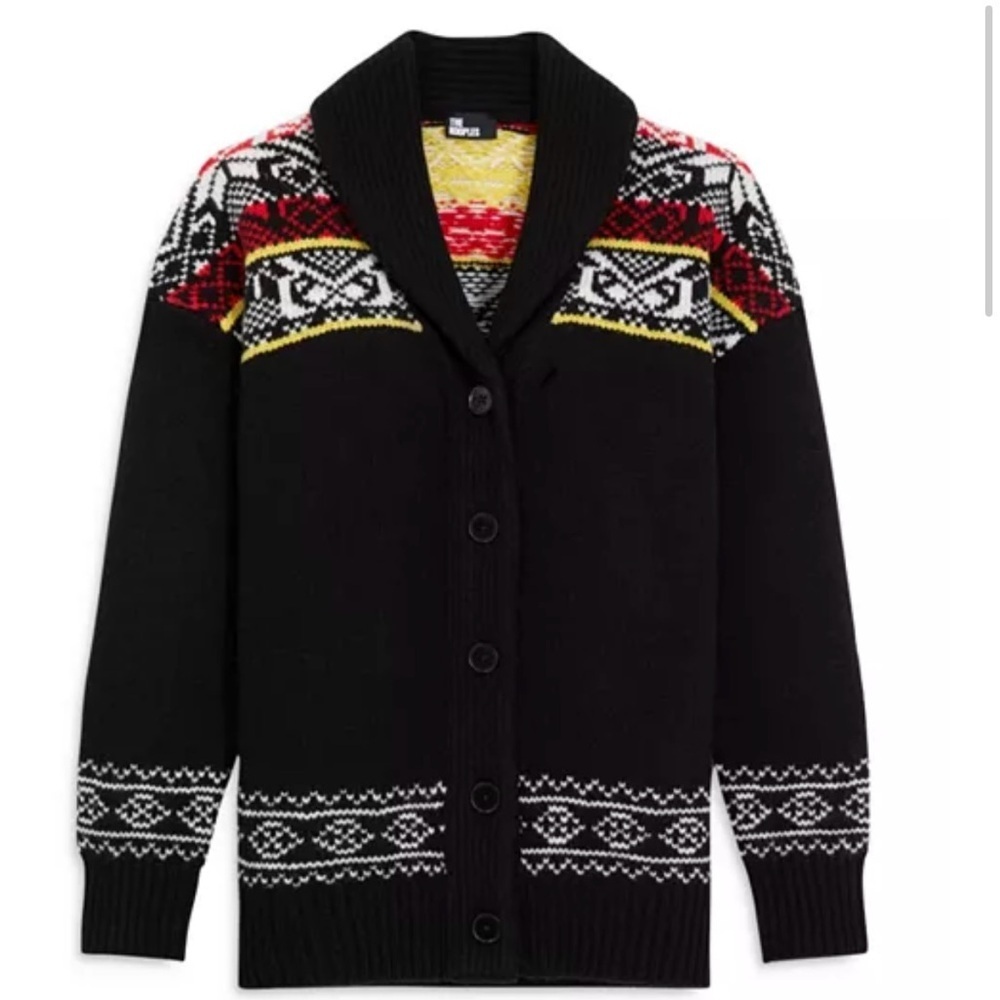 The Kooples Merino Wool Jacquard Classic Fit Shawl Collar Cardigan Size XS - Picture 3 of 11